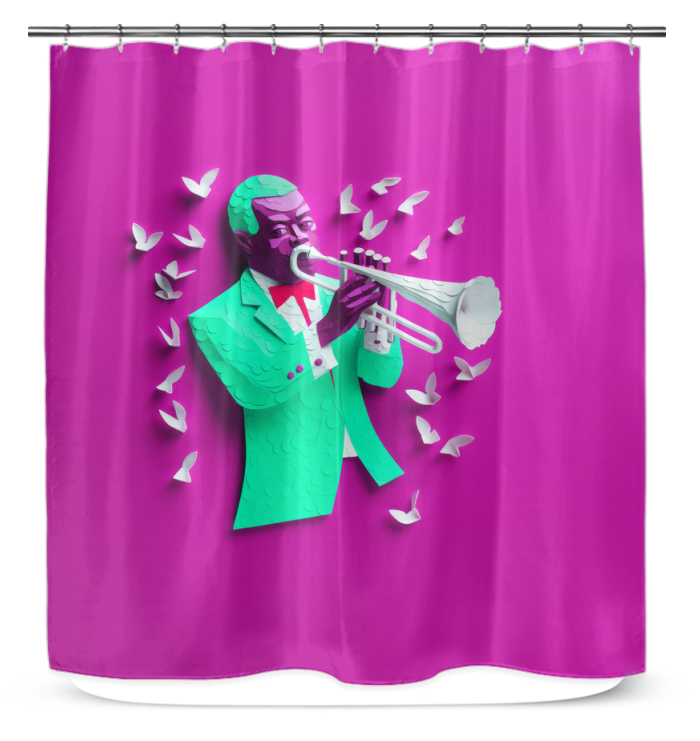 Elegant Origami Dreams Shower Curtain in a modern bathroom setting.