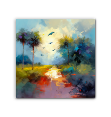 Tranquil Mountain Sunset Wrapped Canvas