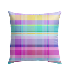 Outdoor scene featuring the Retro Rainbow Blast Outdoor Pillow, evoking a sense of nostalgia and retro charm.