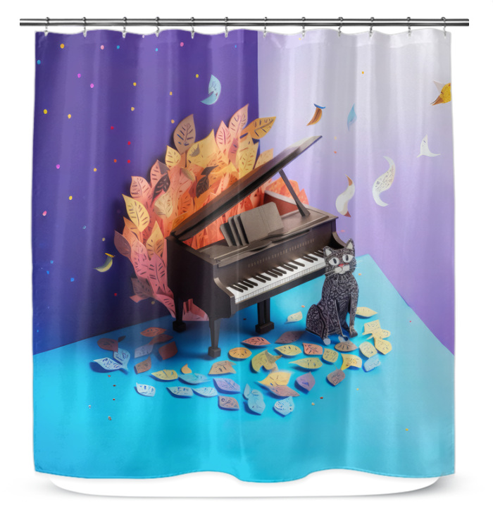 Sunset Over the Savannah Shower Curtain with vibrant sunset design.
