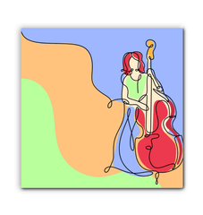 Contrabass Line Art 1 Wrapped Canvas - Beyond T-shirts