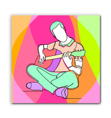 Man Playing Guitar Line Art 1 Wrapped Canvas - Beyond T-shirts