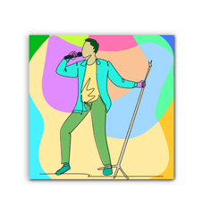 A singer With A Microphone Stand1 Wrapped Canvas - Beyond T-shirts