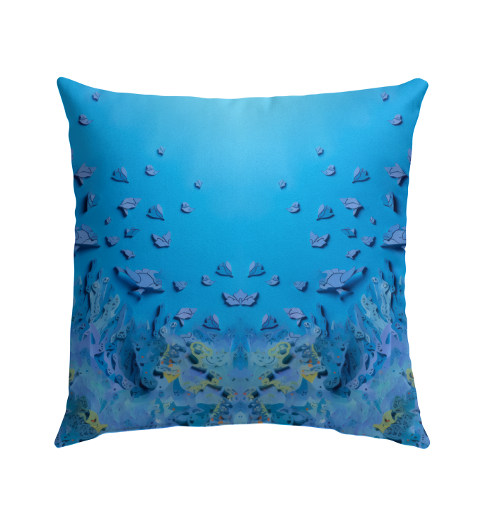 Close-up of Floral Fantasy Pillow's Weather-Resistant Fabric