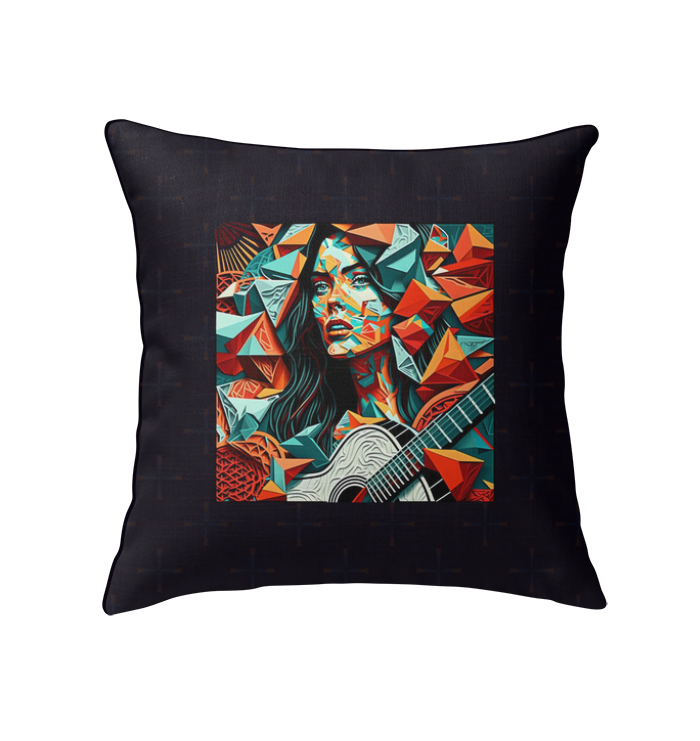 Stylish patchwork pillow by Prodigy in a modern living room setting