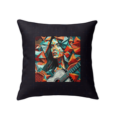 Stylish patchwork pillow by Prodigy in a modern living room setting