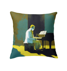SurArt 88 Indoor Pillow accenting a contemporary couch, showcasing its unique design for a modern and artistic touch to the room.