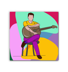 A Man Sitting With A Guitar Wrapped Canvas - Beyond T-shirts