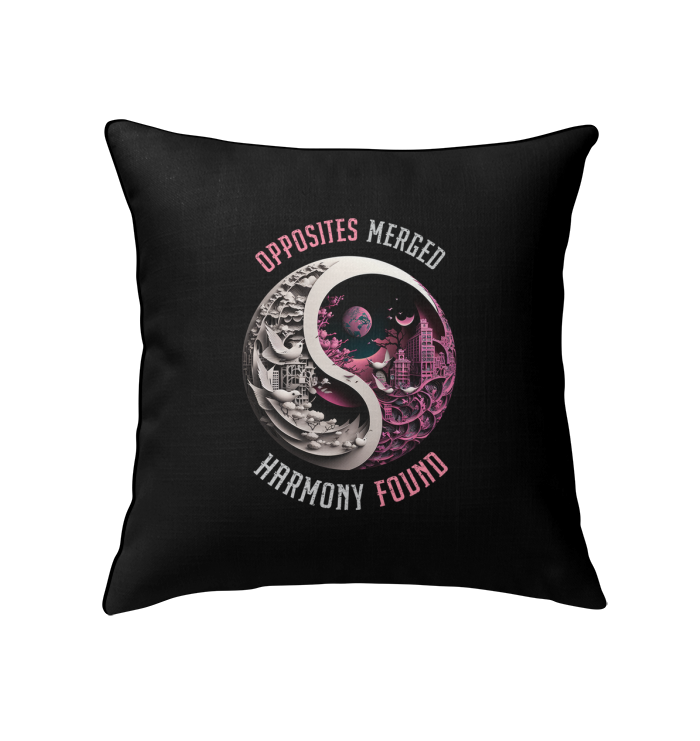 Yin Yang themed indoor pillow for peaceful ambiance.