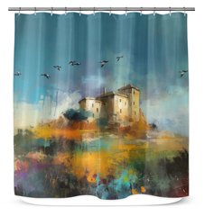 Misty Forest Waterfall Shower Curtain