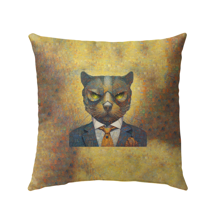 Close-up of Artistic Cat Silhouettes design on outdoor pillow