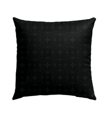 Outdoor pillow with daisy design enhancing patio decor.