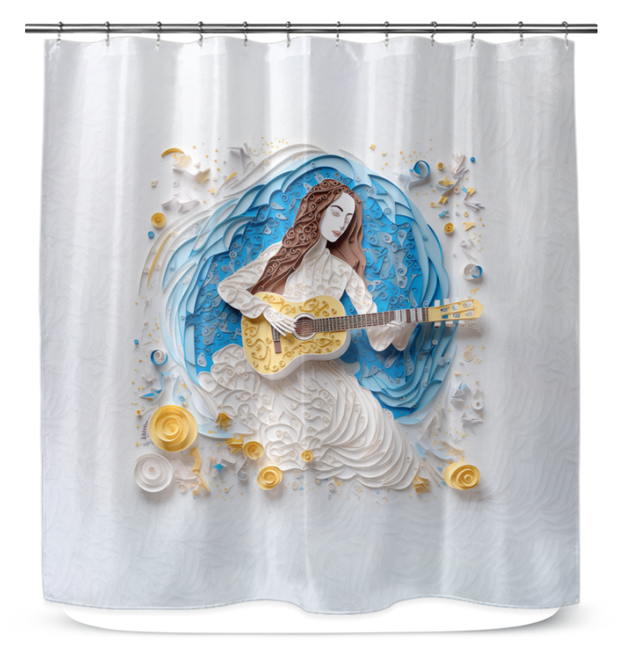 Elegance in White Papercut Design Shower Curtain for Modern Bathrooms