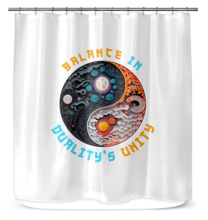 Elegant shower curtain featuring Ying Yang in frost theme.