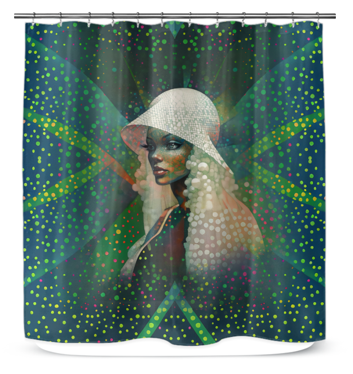 Close-up of Ethereal Dreams Beyond Style Shower Curtain pattern.