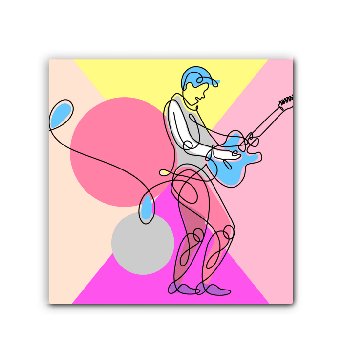 Guitar Line Art 4 Wrapped Canvas - Beyond T-shirts