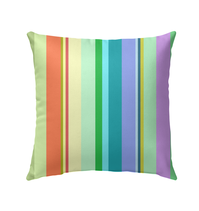 Coastal Breeze Outdoor Pillow on a sunny patio chair