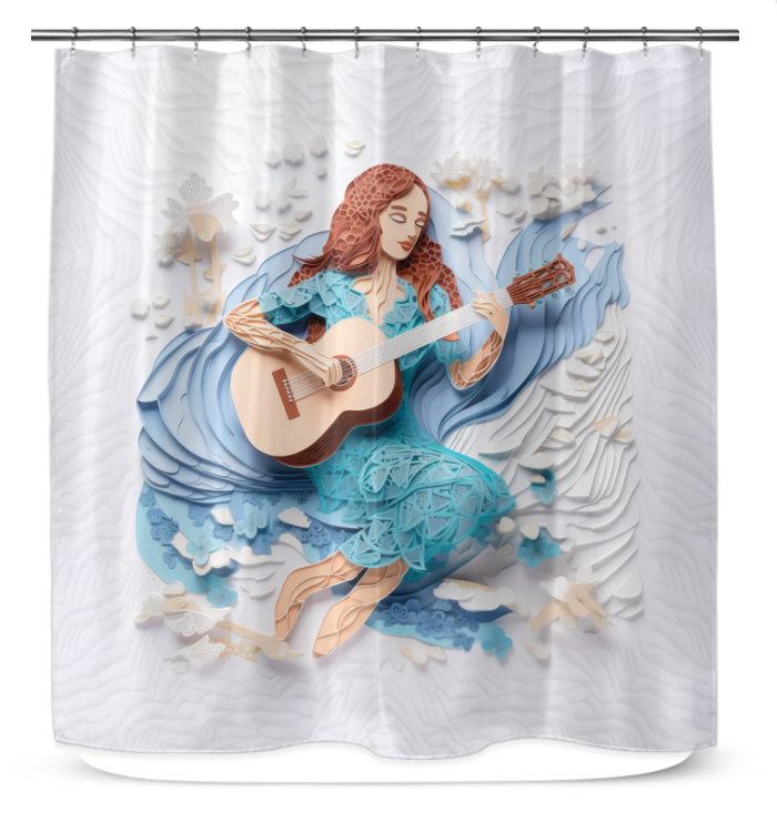 Butterfly Haven Papercut Shower Curtain displayed in a light-filled bathroom.