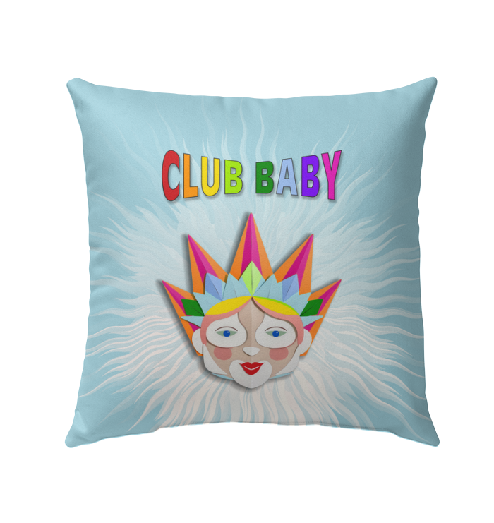 Mystical Dragon’s Lair Outdoor Pillow on a garden chair