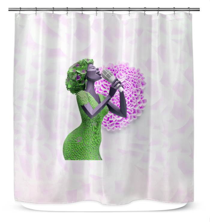 Sunflower Papercut Design Shower Curtain in a Brightly Lit Bathroom