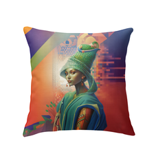 Colorful Vibrant Harmony decorative pillow on a sofa.