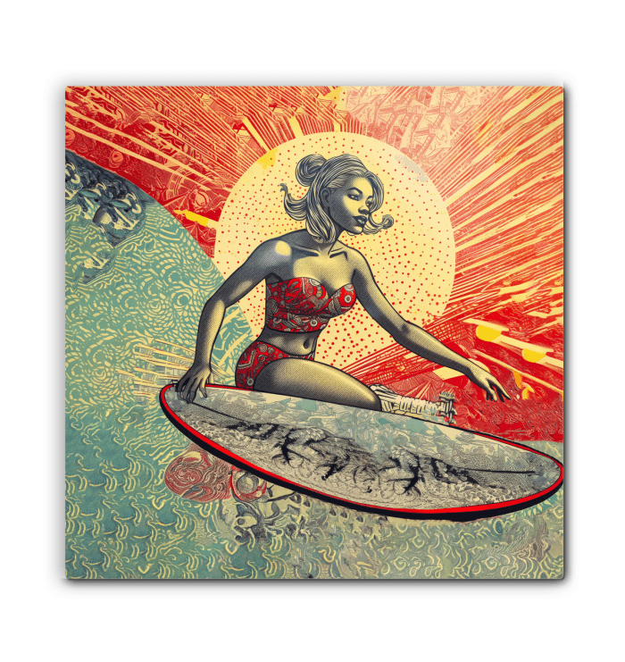 Surfing Sunset Canvas Art Print - Beyond T-shirts