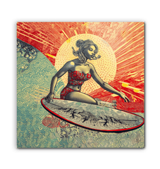 Surfing Sunset Canvas Art Print - Beyond T-shirts