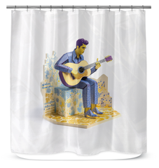 Elegant shower curtain with whimsical folds design, perfect for modern bathroom aesthetics.