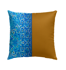 Festive and vibrant outdoor pillow with fiesta fans pattern.