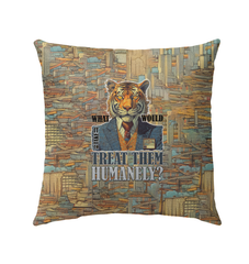 Artistic Bohemian Tiger design on outdoor pillow.