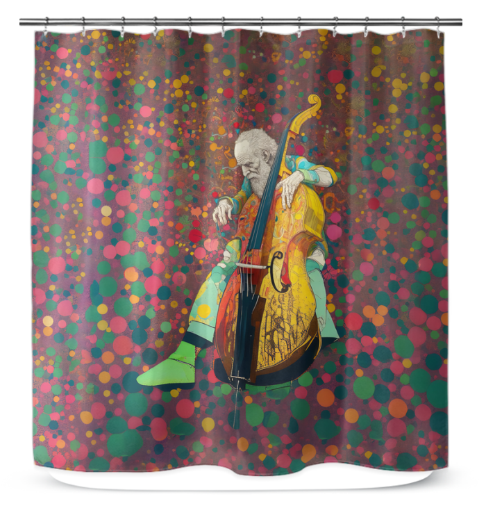 A shower curtain featuring a vibrant lotus flower design.