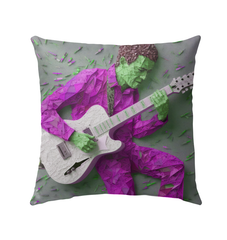 Tranquil Garden Outdoor Pillow displayed on a cozy outdoor patio chair.