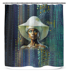 Close-up of Serene Sunrise Beyond Style Shower Curtain pattern.