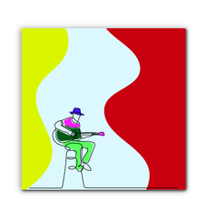Guitar Line Art 3 Wrapped Canvas - Beyond T-shirts