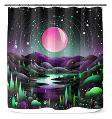 Lustrous Lunar Landscapes Night Sky Curtain