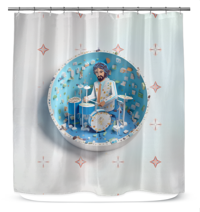 Enchanted forest design papercut shower curtain in bathroom setting