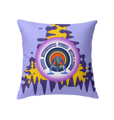 Sun Salutation Indoor Pillow on a stylish indoor meditation mat.

