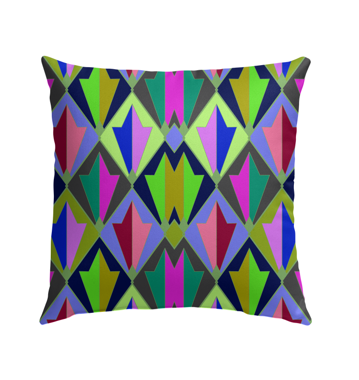 Nature's Whispers Art Nouveau Outdoor Pillow in a garden setting.