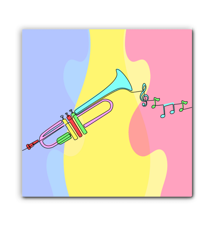 Trumpet Line Art Wrapped Canvas - Beyond T-shirts