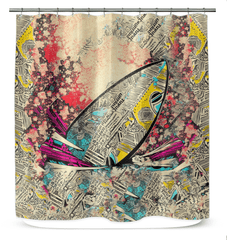 Colorful and chic Surfing 5 33 Shower Curtain, perfect for adding a splash of surf culture to your bathroom.