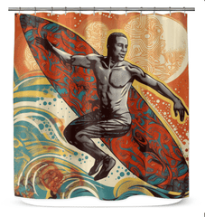 Sunset Surfing Dreams Shower Curtain Catch The Coastal Glow - Beyond T-shirts