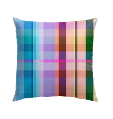 Outdoor scene featuring the Psychedelic Prism Outdoor Pillow, creating a playful and eye-catching focal point in the patio decor.