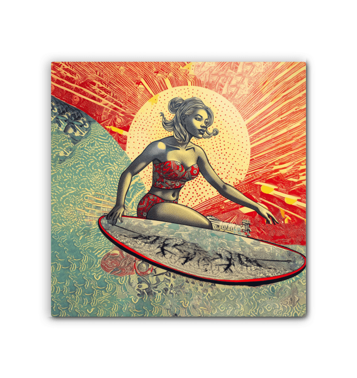 Surfing Sunset Canvas Art Print - Beyond T-shirts