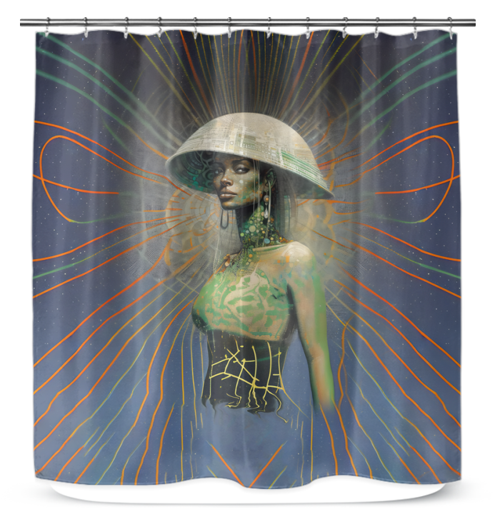 Close-up of Retro Chic Beyond Style Shower Curtain pattern.