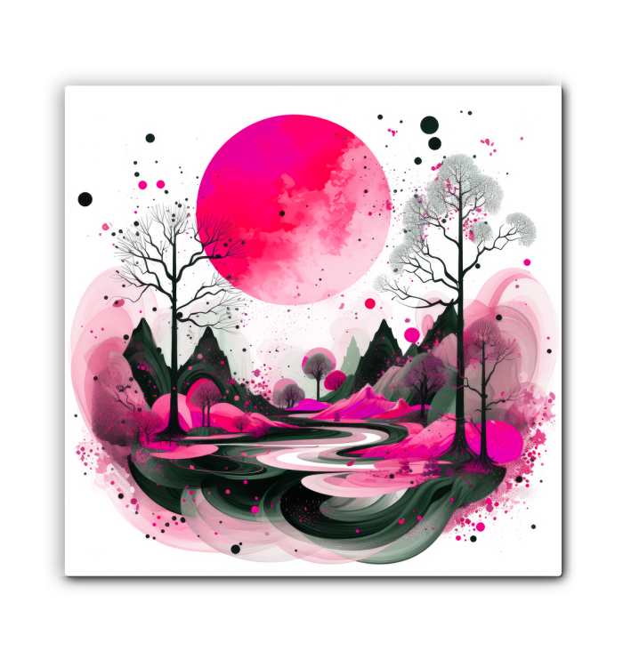 Majestic Mountains Illustrated Canvas Art