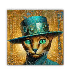 Artistic canvas featuring playful cats