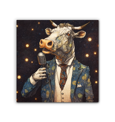 Cow's Whimsical Meadow Wrapped Canvas