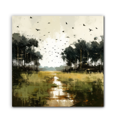 Moonlit Meadows Landscape Wrapped Canvas