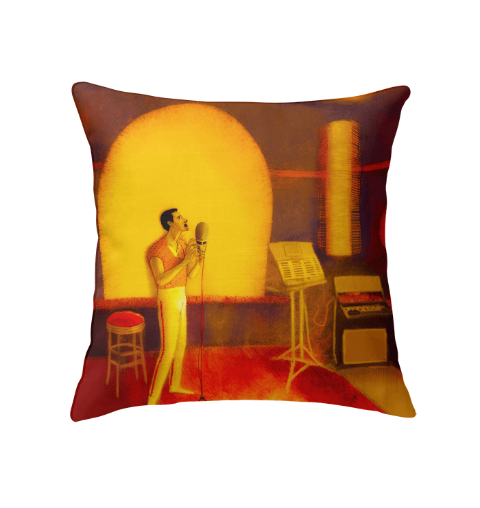 SurArt 97 Indoor Pillow placed on a sofa, adding a vibrant touch of art and comfort to the living area.