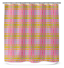 Nature's Harmony Box Stripe Shower Curtain in bathroom setting, showcasing elegant design and eco-friendly material.